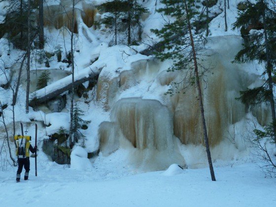 Vereister Wasserfall zum Eisklettern